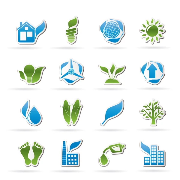 Milieu- en natuurprojecten pictogrammen — Stockvector