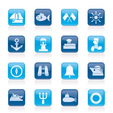 Marine, sea and nautical icons clipart