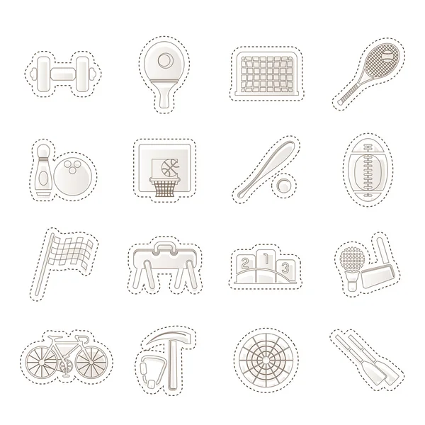 Iconos de herramientas y equipo deportivo simple — Archivo Imágenes Vectoriales