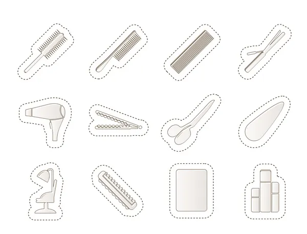 Ikonen für Frisur, Frisur und Make-up — Stockvektor