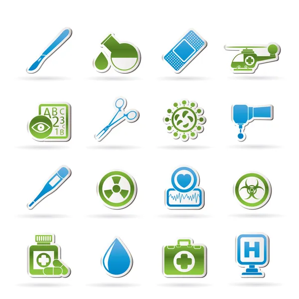 Icônes Médecine et équipement hospitalier — Image vectorielle