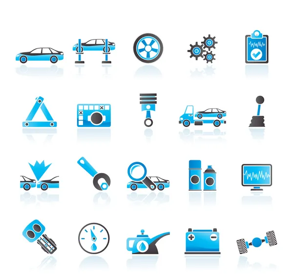 Servicios de coches e iconos del transporte — Vector de stock