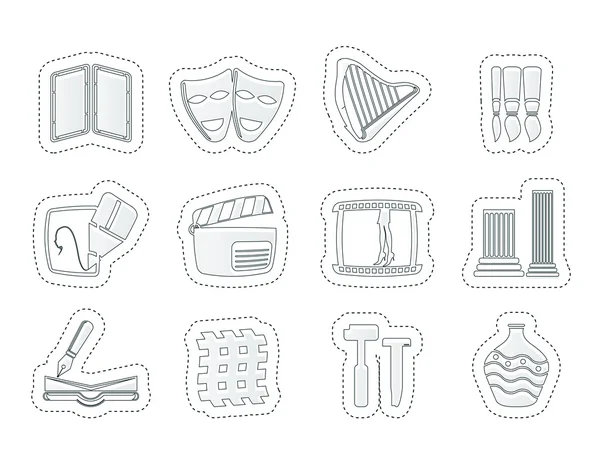 Différents types d'icônes artistiques — Image vectorielle