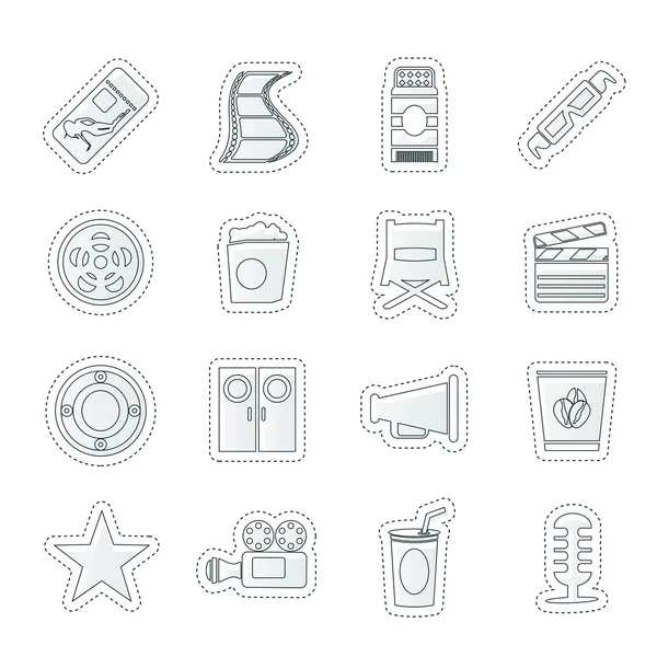 Simple Cinema and Movie Icons — Stock Vector