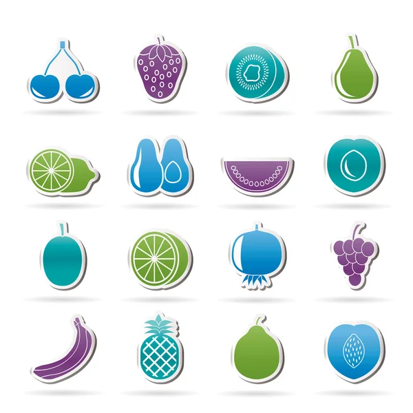 Verschiedene Arten von Früchten und Symbolen — Stockvektor