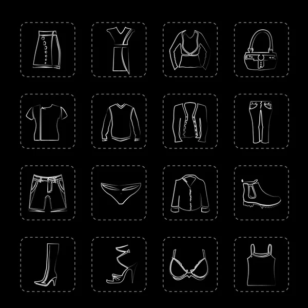 Oděvy a oblečení ikony — Stockový vektor
