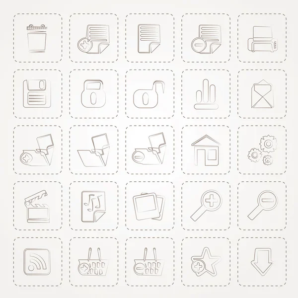 25 Simple Realistic Detailed Internet Icons — Stock Vector
