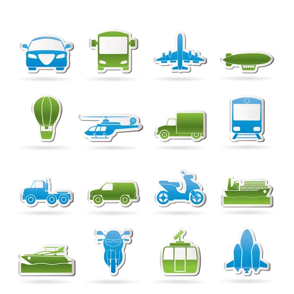 Icone di trasporto e di viaggio — Vettoriale Stock