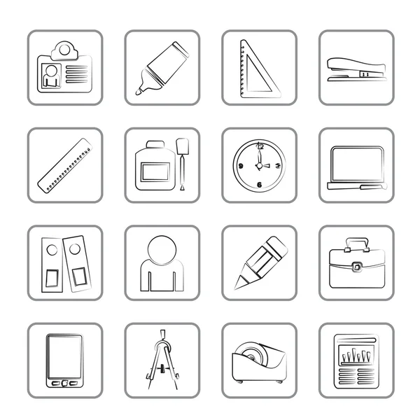 Iconos de objetos comerciales y de oficina — Vector de stock