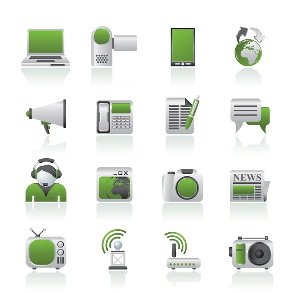 Iconos de comunicación y tecnología — Archivo Imágenes Vectoriales