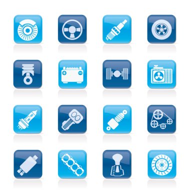 Different kind of car parts icons clipart