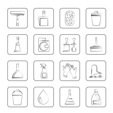 Cleaning and hygiene icons clipart