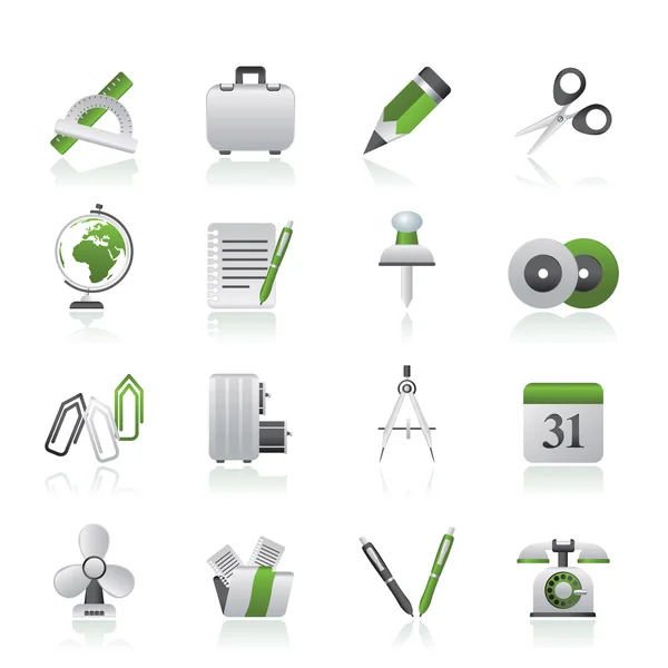Icônes objets d'affaires et de bureau — Image vectorielle