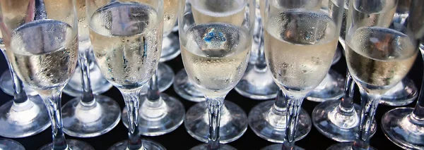 Kieliszki do szampana Banner — Zdjęcie stockowe