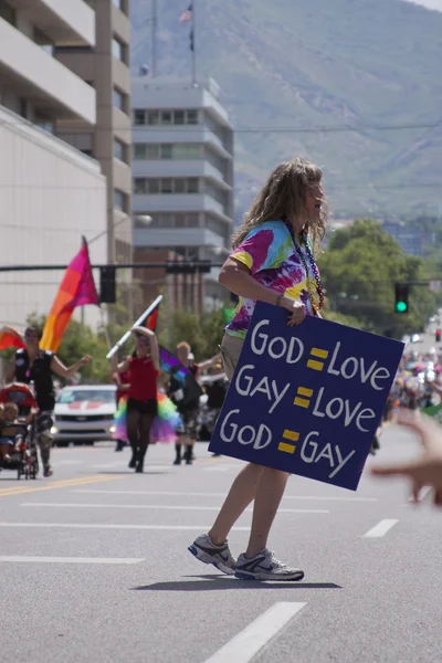 stock image Salt Lake City, Utah - June 3: Pride Parade participants marchin