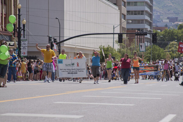 Salt Lake City, Utah - June 3: Pride Parade participants marchin