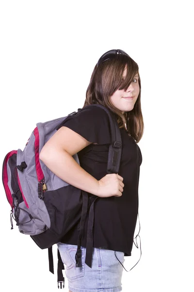 Tonåring med hennes ryggsäck — Stockfoto