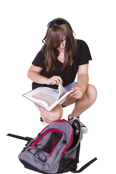 Nastolatek z jej plecak — Zdjęcie stockowe