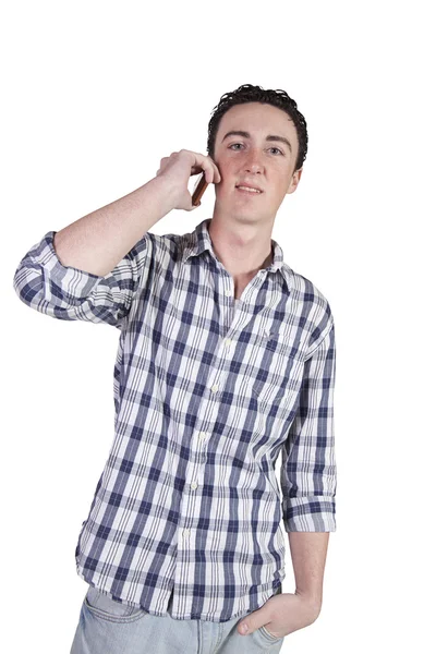 Casual man talking on a cell phone — Stock Photo, Image