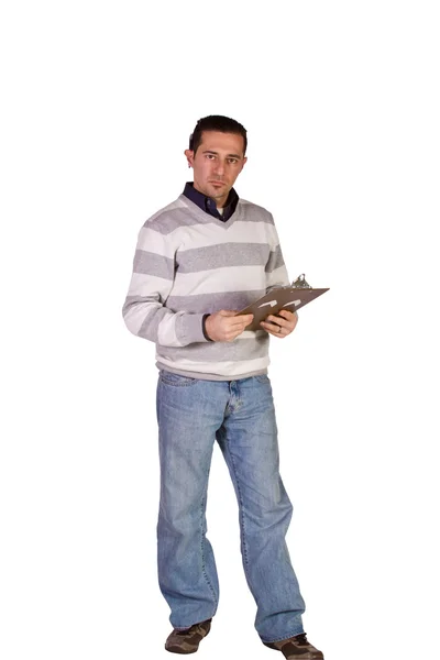 Casual zakenman met een Klembord — Stockfoto