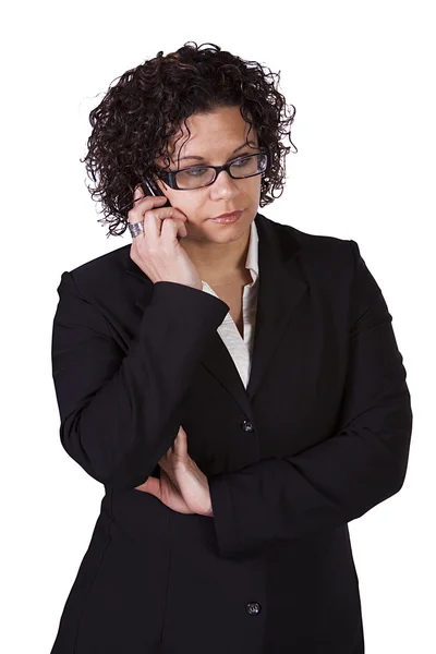 Mulher de negócios hispânica em falar no celular — Fotografia de Stock