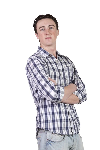 Casual Man posing with arms crossed - isolated — Stock Photo, Image