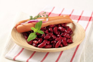 Red beans and sausages clipart