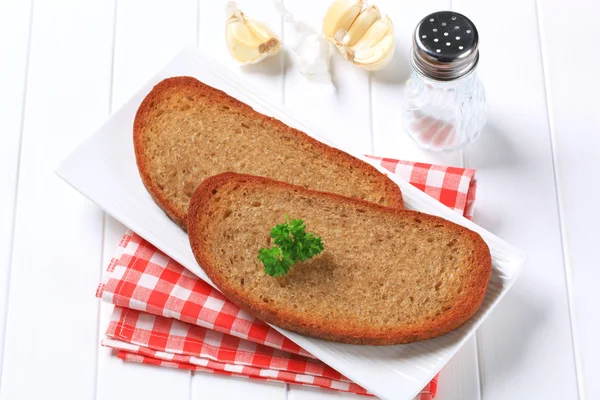 Pan fried bread and garlic — Stock Photo, Image