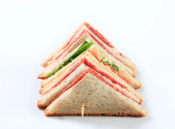 Multi-layered salami sandwich — Stock Photo, Image