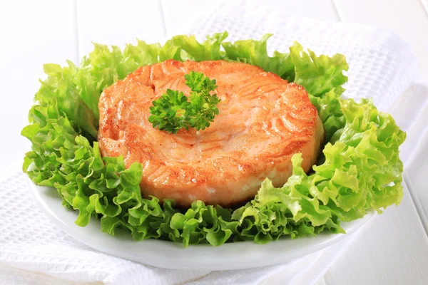 Padella fritta salmone patty — Foto Stock