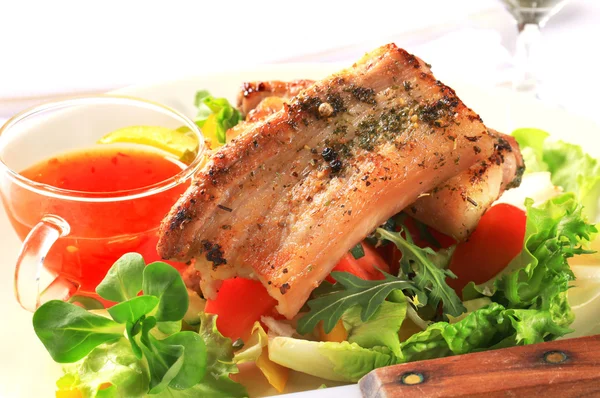 Pan fried pork belly — Stock Photo, Image