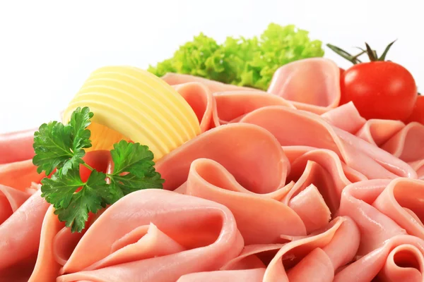 Thinly sliced ham — Stock Photo, Image