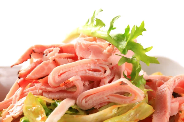 Green salad with ham — Stock Photo, Image