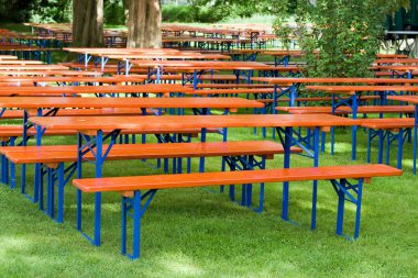 Beer tables and benches clipart