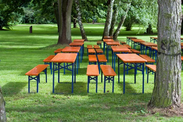 Beer tables and benches — Stock Photo, Image
