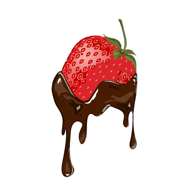 Erdbeere in Schokolade getaucht — Stockvektor