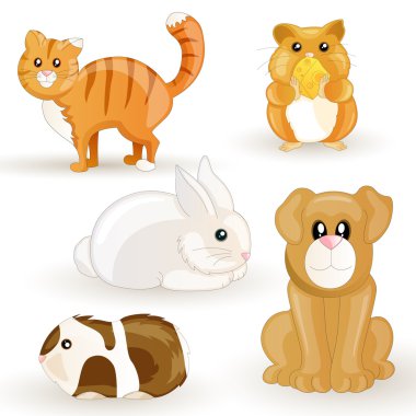 Vector set of cartoon pets clipart