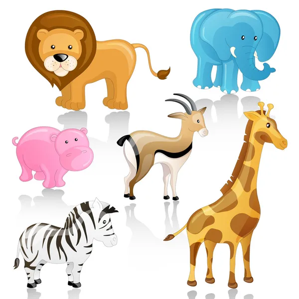 Vector África Animales de dibujos animados — Vector de stock