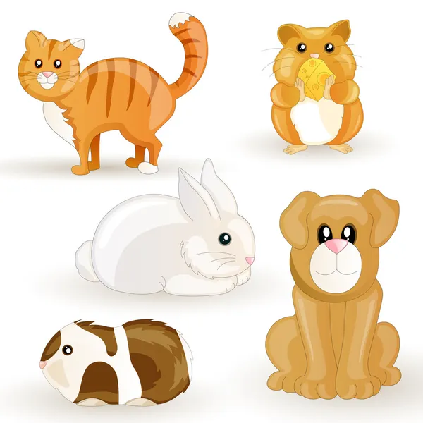 Conjunto vectorial de mascotas de dibujos animados — Vector de stock