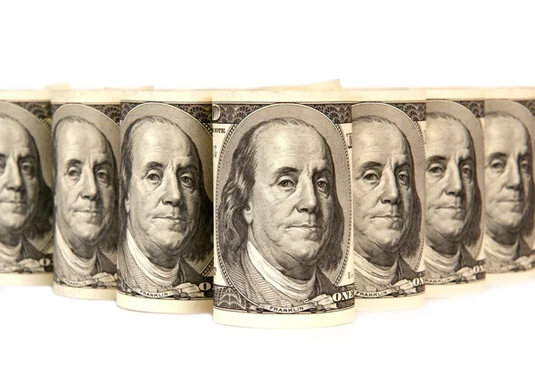 Hundred dollar bills money pile — Stock Photo, Image