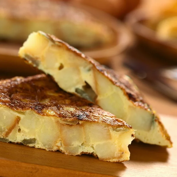 Tortilla spanyol omlett szeletek — Stock Fotó