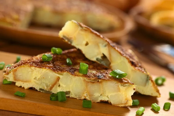 西班牙玉米粉薄烙饼煎蛋切片 — 图库照片