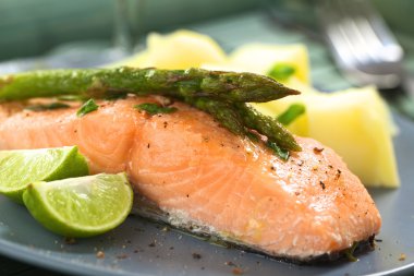 Baked Salmon with Asparagus clipart