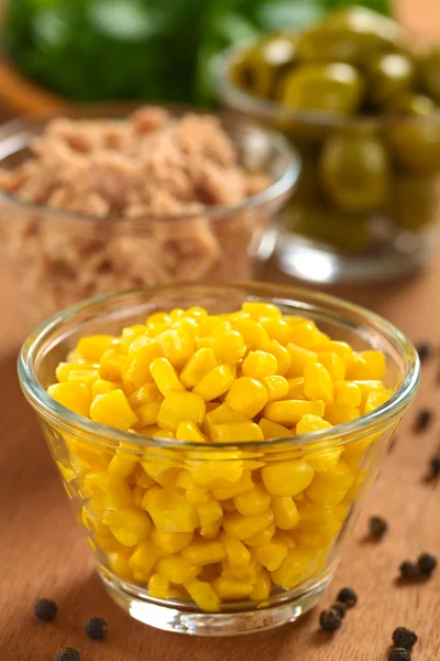 Sweet Corn in Glass Bowl — Stock Photo, Image