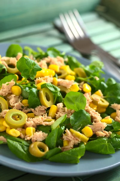 Tuna Sweetcorn and Olive Salad — Stock Photo, Image