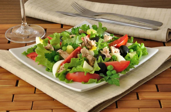 Salade de légumes au thon et oeuf — Photo