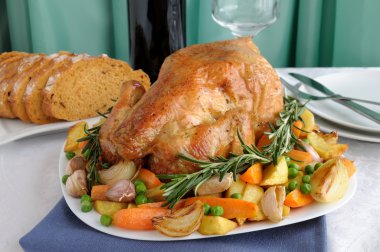 Roasted Chicken with Vegetablesa clipart