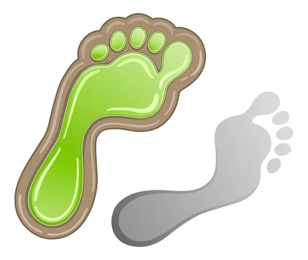 Zöld szén-dioxid-lábfej nyomtatvány — Stock Vector