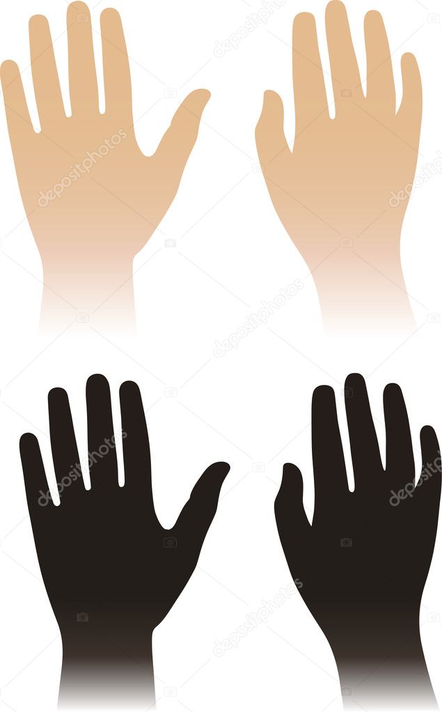 Woman, man hands isolated on white