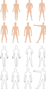 Full length front, back silhouette of man clipart